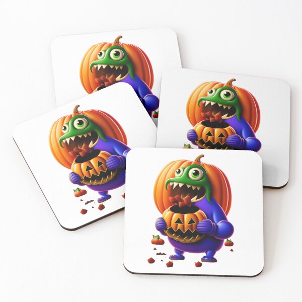 Item preview, halloween monster eating chocolate, Pumpkin monster designed and sold by 4SeasonsDesigns.