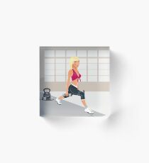 Woman with Dumbbells. Fitness Girl. Healthy Lifestyle. Acrylic Block