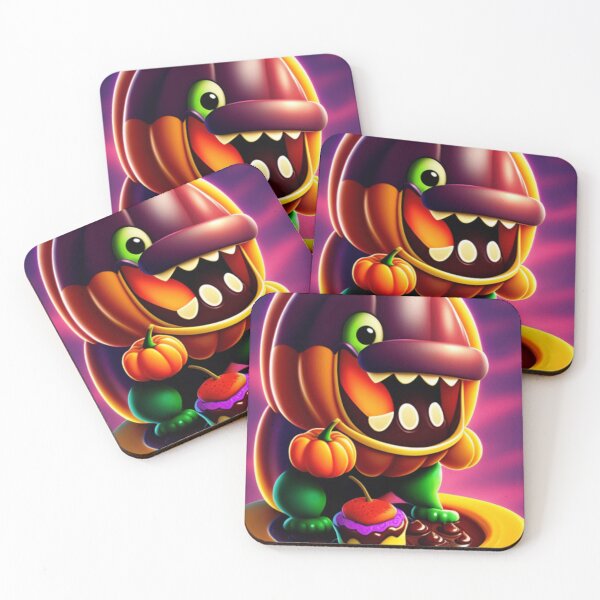 Item preview, halloween monster eating chocolate, Pumpkin monster designed and sold by 4SeasonsDesigns.