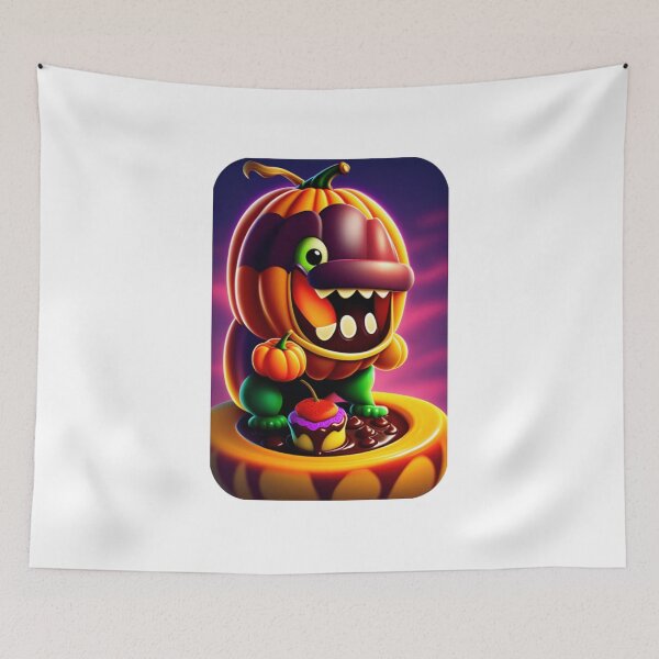 Item preview, halloween monster eating chocolate, Pumpkin monster designed and sold by 4SeasonsDesigns.