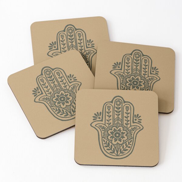 Artikelvorschau, Hamsa Flora Linocut - Fawn + Pine entworfen und verkauft von Irene Estelle.