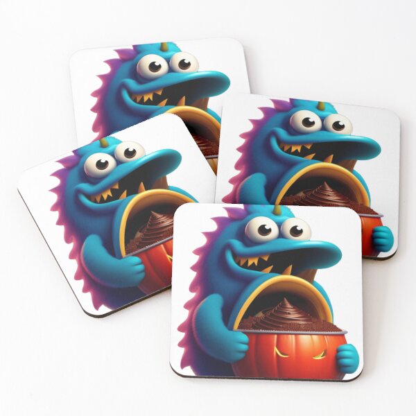 Item preview, halloween monster eating chocolate, Pumpkin monster designed and sold by 4SeasonsDesigns.