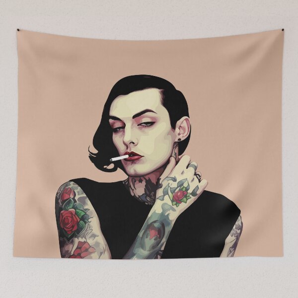 Item preview, the man with tattoos and a cigarette designed and sold by Ursule-art.