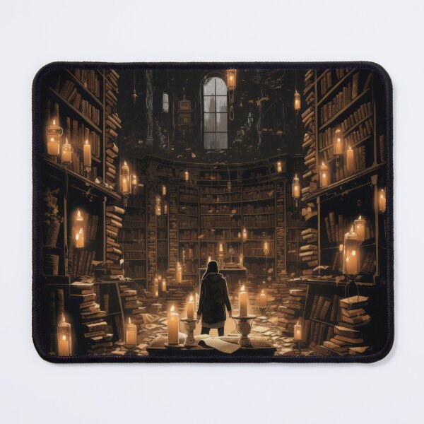 Item preview, Haunted Library with Books, Flickering Candles, and Ghostly Librarian designed and sold by Zoomie-s.