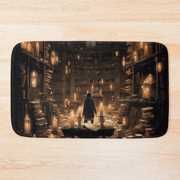 Item preview, Haunted Library with Books, Flickering Candles, and Ghostly Librarian designed and sold by Zoomie-s.