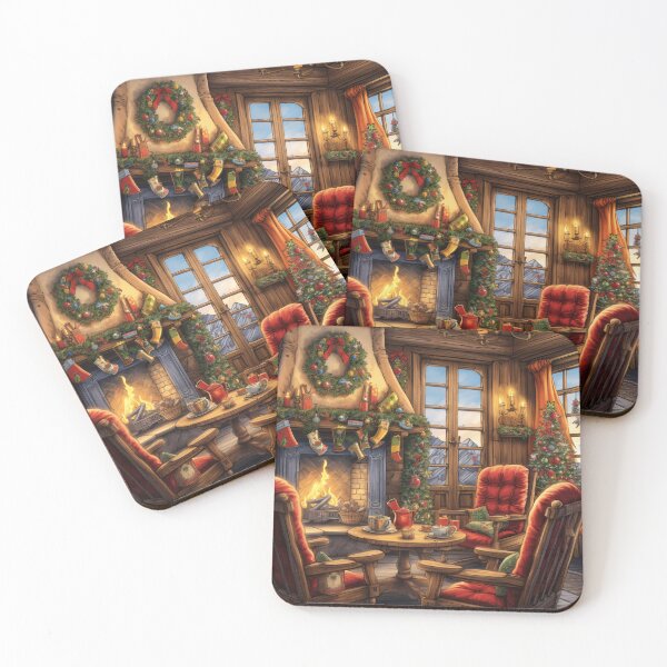Item preview, Cozy Country Inn with a Fireplace and a cozy armchair during Christmas designed and sold by shadowalice.