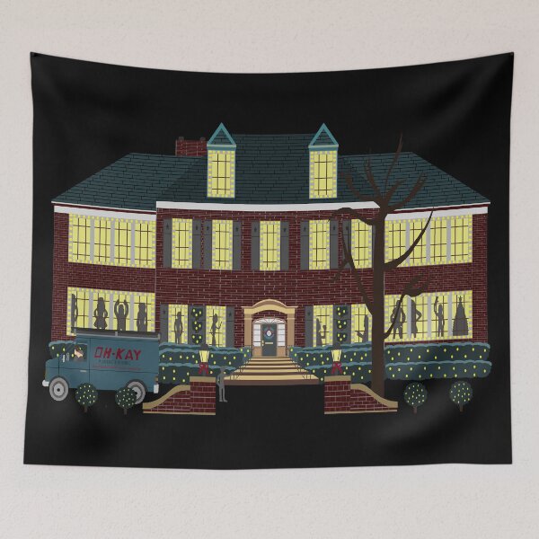 Item preview, home alone house at night shadows dancing in the window designed and sold by Soulfate.
