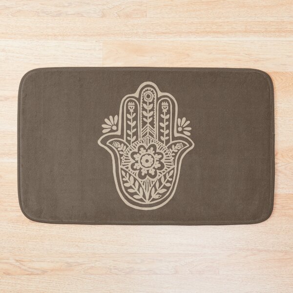 Aperçu de l'œuvre Hamsa Flora Linocut - Earth + Dove créée et vendue par Irene Estelle.
