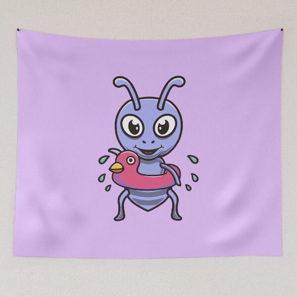 Item preview, Cute ant wearing duck floater cartoon illustration designed and sold by cubbone.