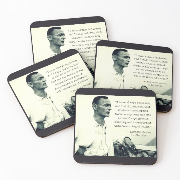 Item preview,  Hermann Hesse portrait  and quote: I have always believed... that whatever good or bad fortune may come our way we can always give it meaning... designed and sold by artbleed.