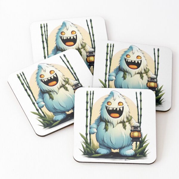 Item preview, A Silly and Cute Snow Monster with a Lantern Standing in a Bamboo Grove designed and sold by Wubimonkey.