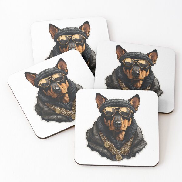 Item preview, A cool Doberman with sunglasses and a gold chain designed and sold by Raskal-Print.