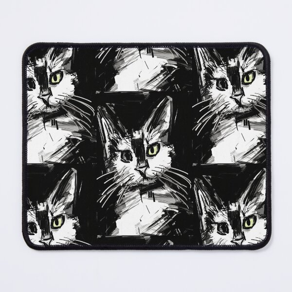Item preview, Eccentric Cat: Unique Black and White Graphic designed and sold by Piotrek0001.