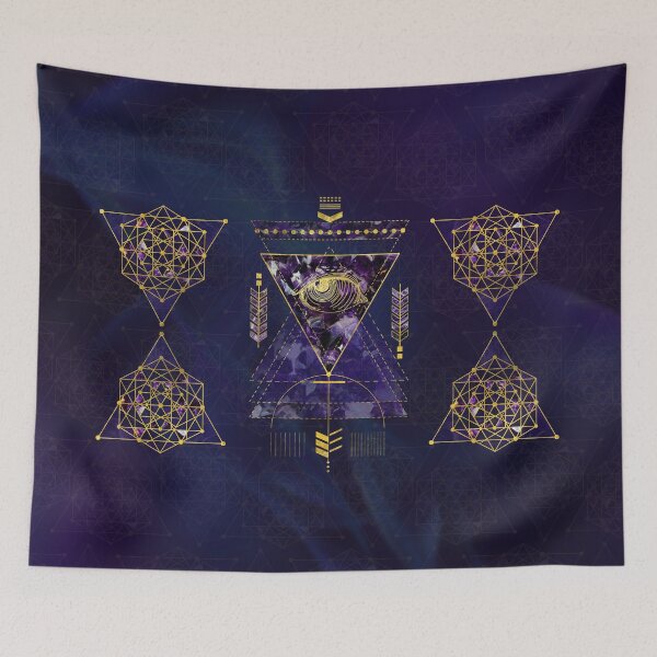 Item preview, Sacred Geometry All Seeing eye in gold and amethyst designed and sold by k9printart.