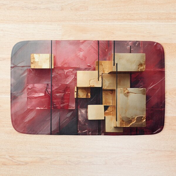 Item preview, Contemporary Gold and Red Cubes | Abstract Geometric designed and sold by InkBlvd.