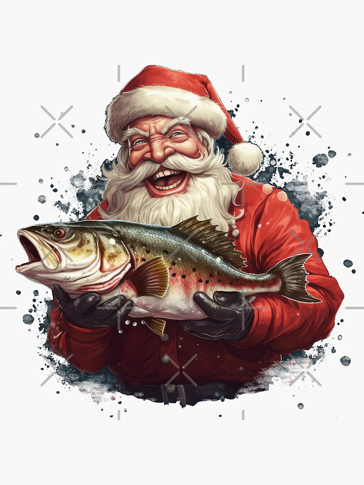 Angler Santa Claus Sticker by DerSenat