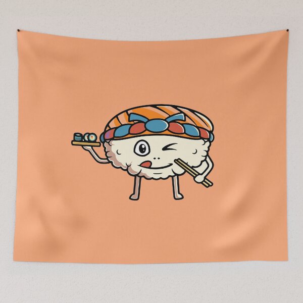 Item preview, Cute sushi smiling cartoon illustration designed and sold by cubbone.