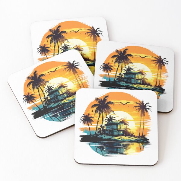 Item preview, Home with Coconut Tree Againts Sunset 2 designed and sold by eyestetix.