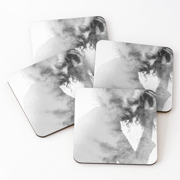 Item preview, Unhappy woman's form double exposed with paint splatter effect designed and sold by MTShoppingLine.