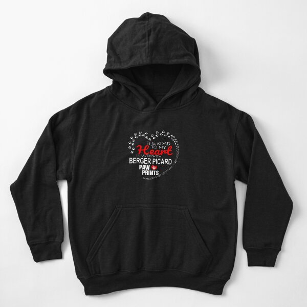 The Road To My Heart Is Paved With Berger Picard Paw Prints - Gift For Passionate Berger Picard Dog Owners Kids Pullover Hoodie