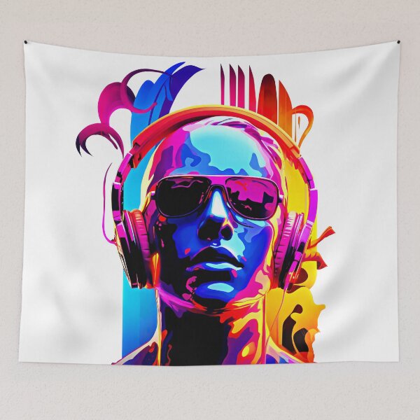 Item preview, dj wearing headphones designed and sold by MagicColorPrint.
