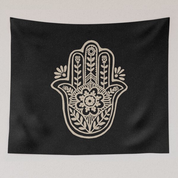 Artikelvorschau, Hamsa Flora Linocut - Coal + Dove entworfen und verkauft von Irene Estelle.