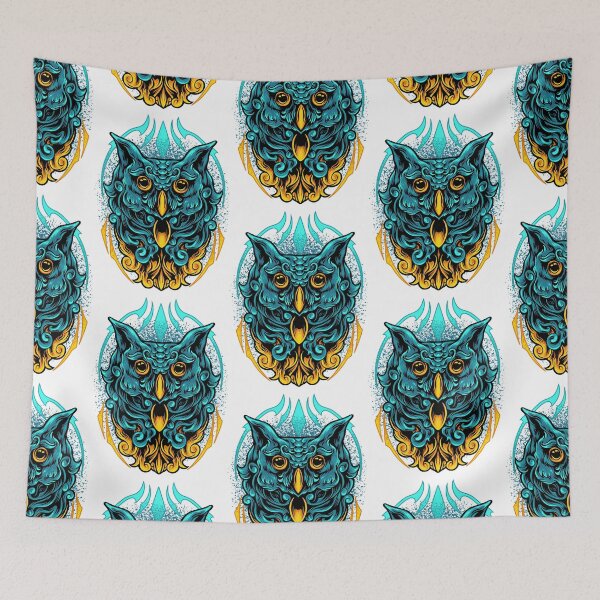 Item preview, Owl head, owl head decoration, colorful owl head designed and sold by GreyStanzione1.