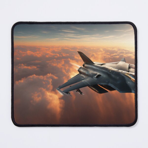 Item preview, Military jet above the clouds with sun in the background designed and sold by Robinson-Icious.