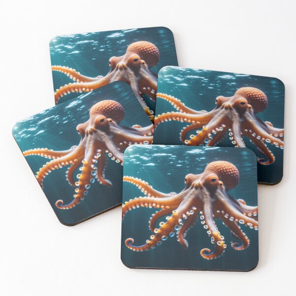 Item preview, Squid underwater with octopuses and sun rays designed and sold by Robinson-Icious.