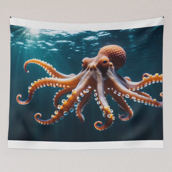 Item preview, Squid underwater with octopuses and sun rays designed and sold by Robinson-Icious.