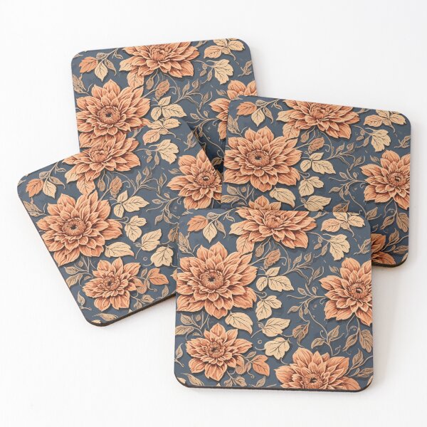 Item preview, Fall Flower and Leaves Pattern On Navy Blue designed and sold by GraphicsClub.