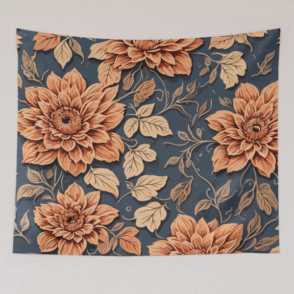 Item preview, Fall Flower and Leaves Pattern On Navy Blue designed and sold by GraphicsClub.