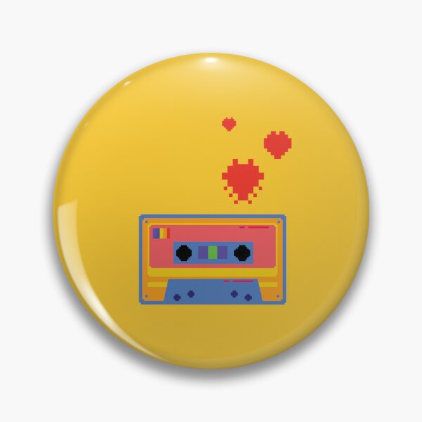 Aperçu de l'œuvre Cassette Retro Pixel Art #003 : Cœurs de conception de musique rétro nostalgique des années 80 créée et vendue par BlueRoadX.