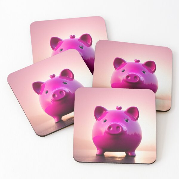 Item preview, Pink piggy bank with magenta background designed and sold by Robinson-Icious.