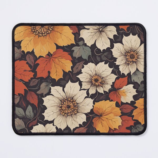 Item preview, Fall Flower and Leaves Pattern On Black designed and sold by GraphicsClub.