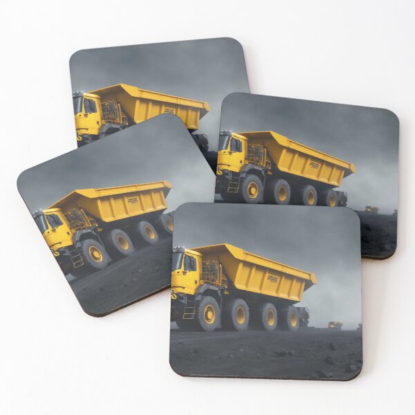 Item preview, Yellow coal truck in the coal power plant. Dark background. designed and sold by Robinson-Icious.