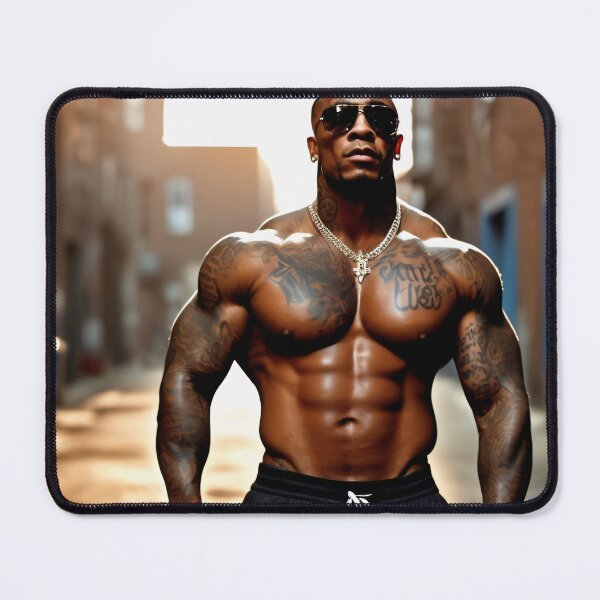 Item preview, Hip hop gangster with tattoos and six pack shirtless in the ghetto designed and sold by Robinson-Icious.