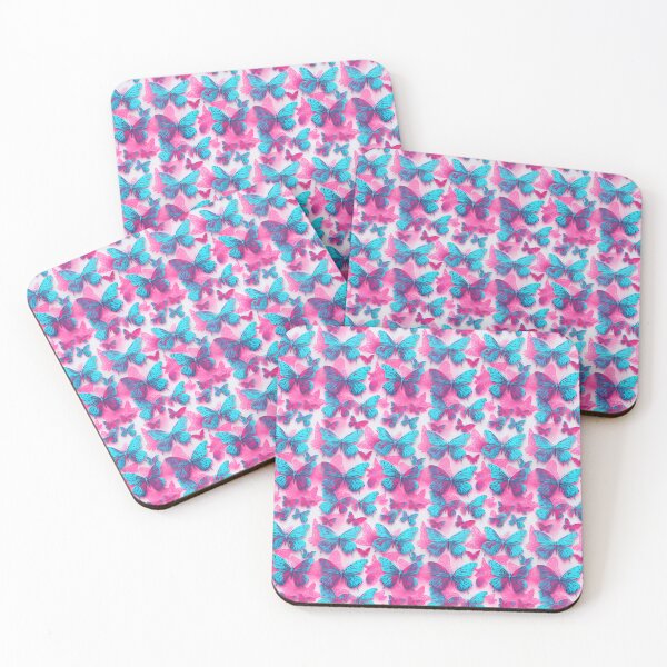 Item preview, Hot Pink and Cyan Butterfly Composite Overlay Pattern #4 designed and sold by ARTficiallyAnon.