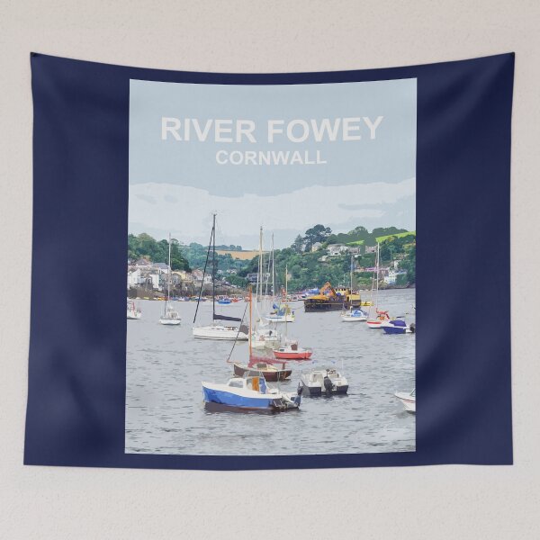 Item preview, River Fowey Cornwall. Cornish gift Kernow Travel location poster, St Austell designed and sold by BarbaraGlebska.