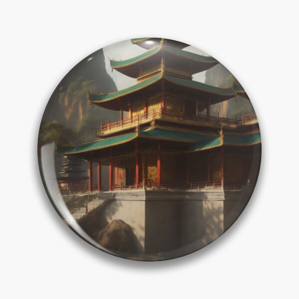Item preview, Traditional Japanese architecture in a breathtaking landscape as an oil painting designed and sold by Robinson-Icious.