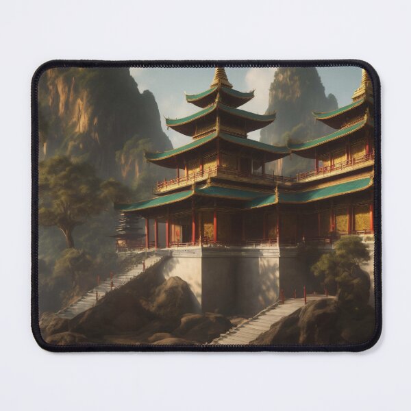 Item preview, Traditional Japanese architecture in a breathtaking landscape as an oil painting designed and sold by Robinson-Icious.