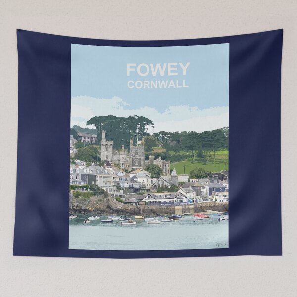 Item preview, Fowey Cornwall. Cornish gift Kernow Travel location poster, St Austell designed and sold by BarbaraGlebska.