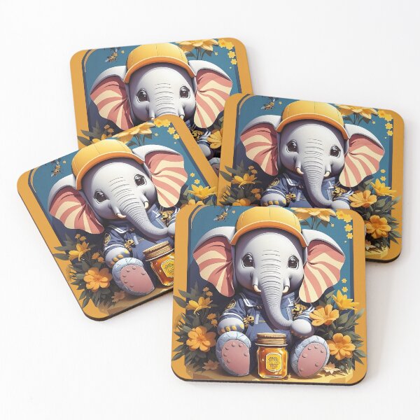 Item preview, Baby elephant with honey pot designed and sold by biiid.