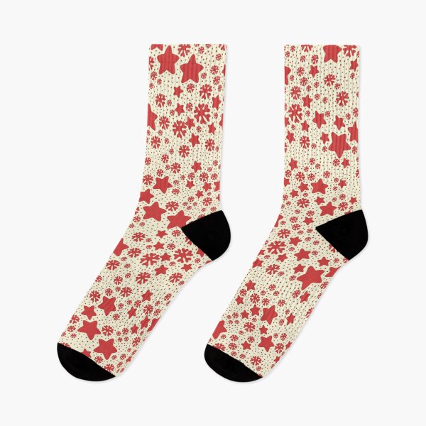 Item preview, Christmas Stars and Snowflakes Speckle Cream and Red designed and sold by blomastudios.