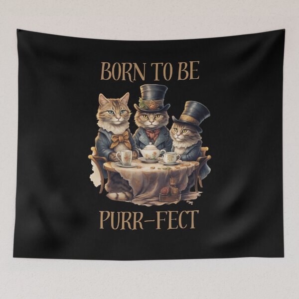 Item preview, Born to be Purr-fect - Tea Party- Gifts for cat lovers Classic designed and sold by UniqueDesignOK.