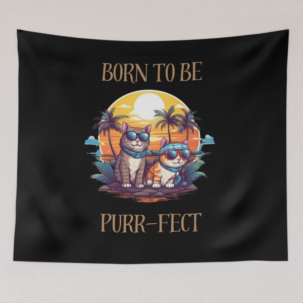 Item preview, Born to be Purr-fect - Vacation Summer Beach- Gifts for cat lovers Classic designed and sold by UniqueDesignOK.