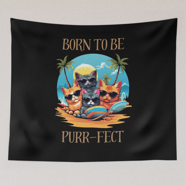 Item preview, Born to be Purr-fect - Vacation Summer Beach- Gifts for cat lovers Classic designed and sold by UniqueDesignOK.