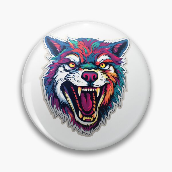 Item preview, Lobo colorido con la boca abierta designed and sold by ZappyP.