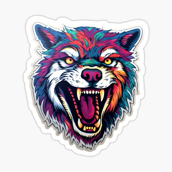 Item preview, Colorful Wolf with its Mouth Open designed and sold by ZappyP.