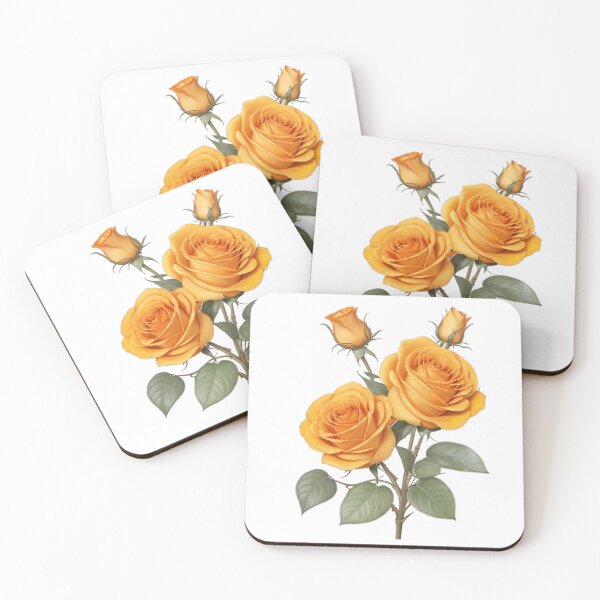 Item preview, 2 orange Hybrid tea roses with buds and sliver green leaves. designed and sold by Debsgiftware Ward.